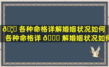 🦋 各种命格详解婚姻状况如何（各种命格详 🐎 解婚姻状况如何选择）